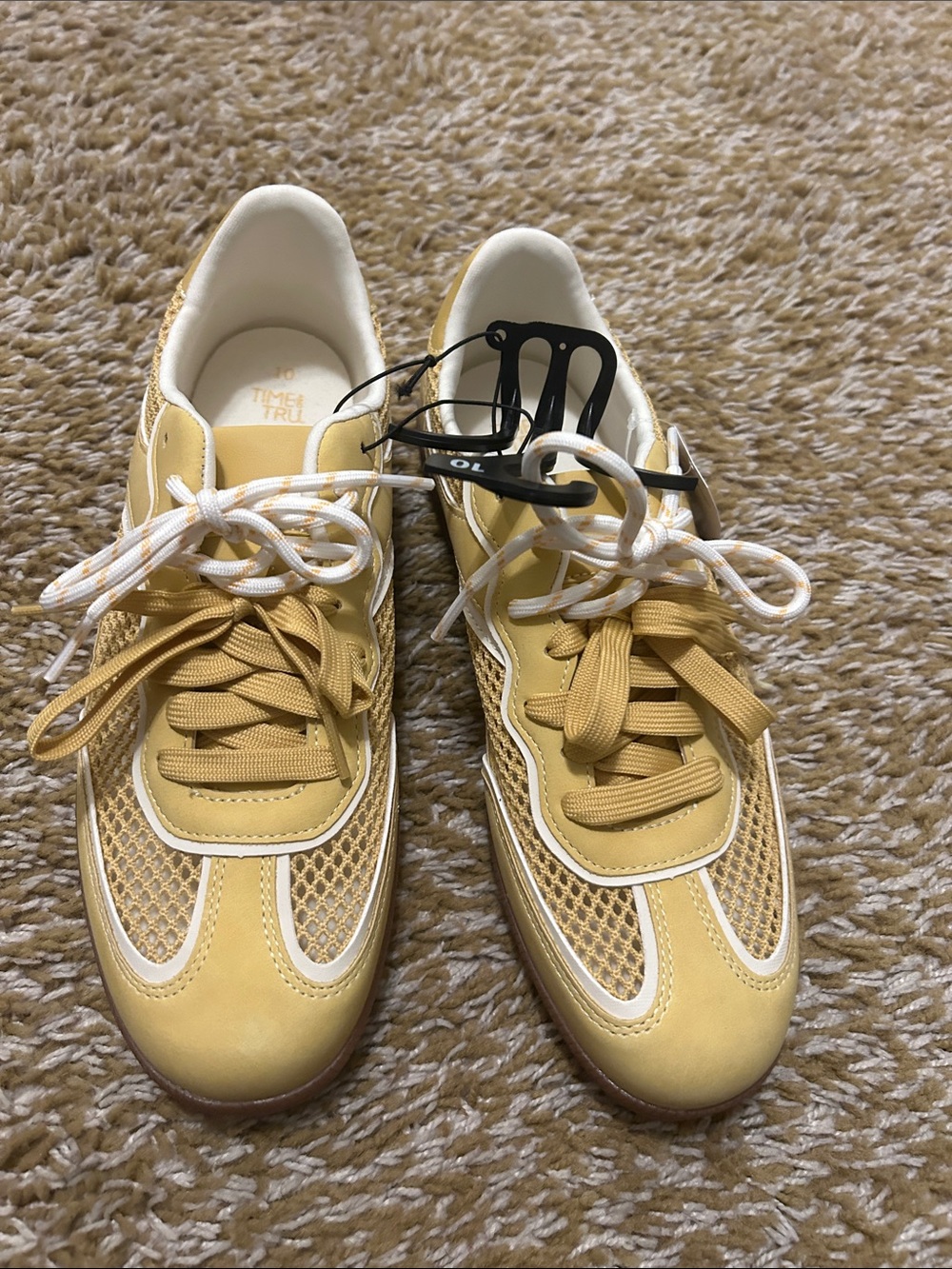 Time and Tru Yellow Mesh and White Trim Women's Sneakers